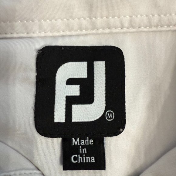FootJoy White & Navy Striped Polo Shirt with Fox Logo – Size Medium - Picture 6 of 9